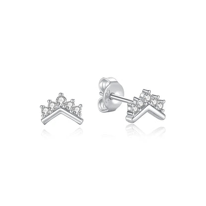 925 Sterling Silver Crystal Earrings - Rose Gold Crown Heart Bee Set