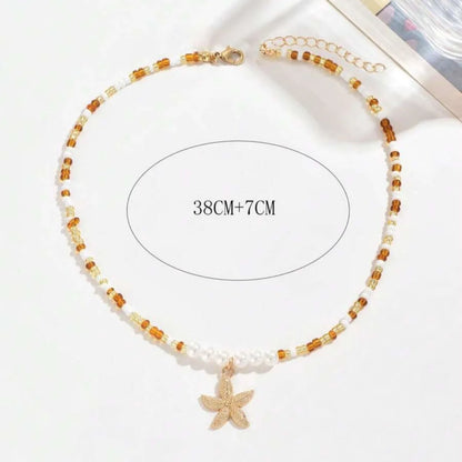 Bohemian Starfish Beach Necklace for Women | Pearl Beaded Choker | Summer | USA