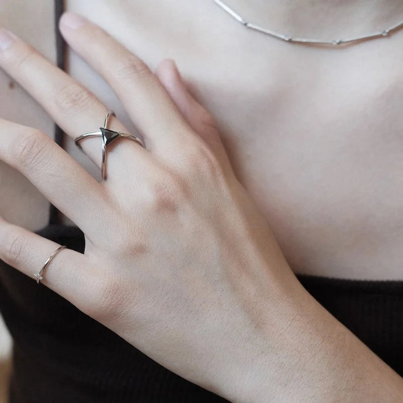 Sterling Silver Flower Bow Ring - Love Combination Adjustable Design