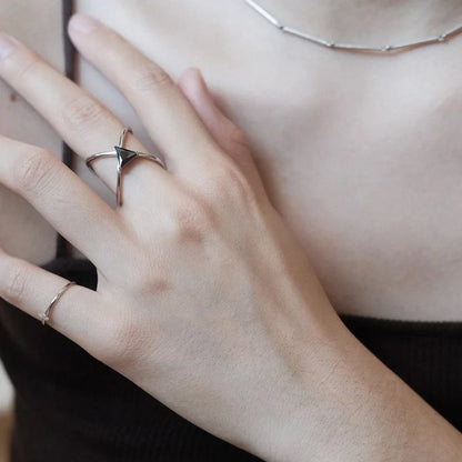 Sterling Silver Flower Bow Ring - Love Combination Adjustable Design
