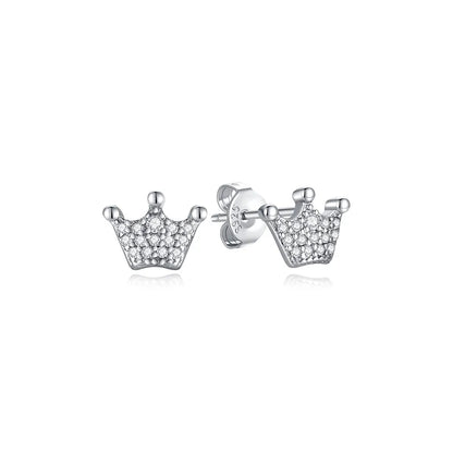 925 Sterling Silver Crystal Earrings - Rose Gold Crown Heart Bee Set