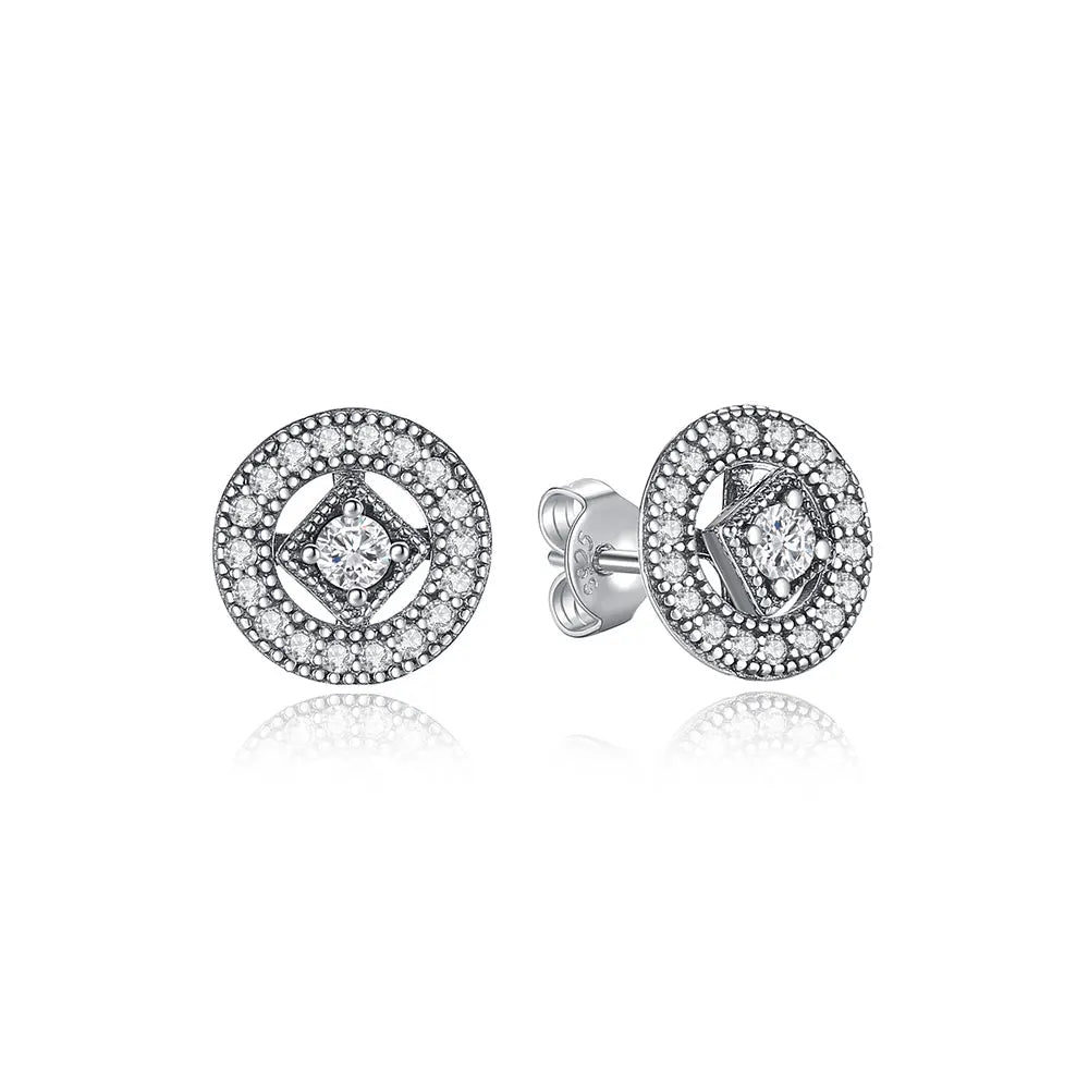 925 Sterling Silver Crystal Earrings - Rose Gold Crown Heart Bee Set