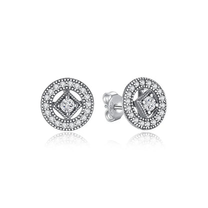 925 Sterling Silver Crystal Earrings - Rose Gold Crown Heart Bee Set