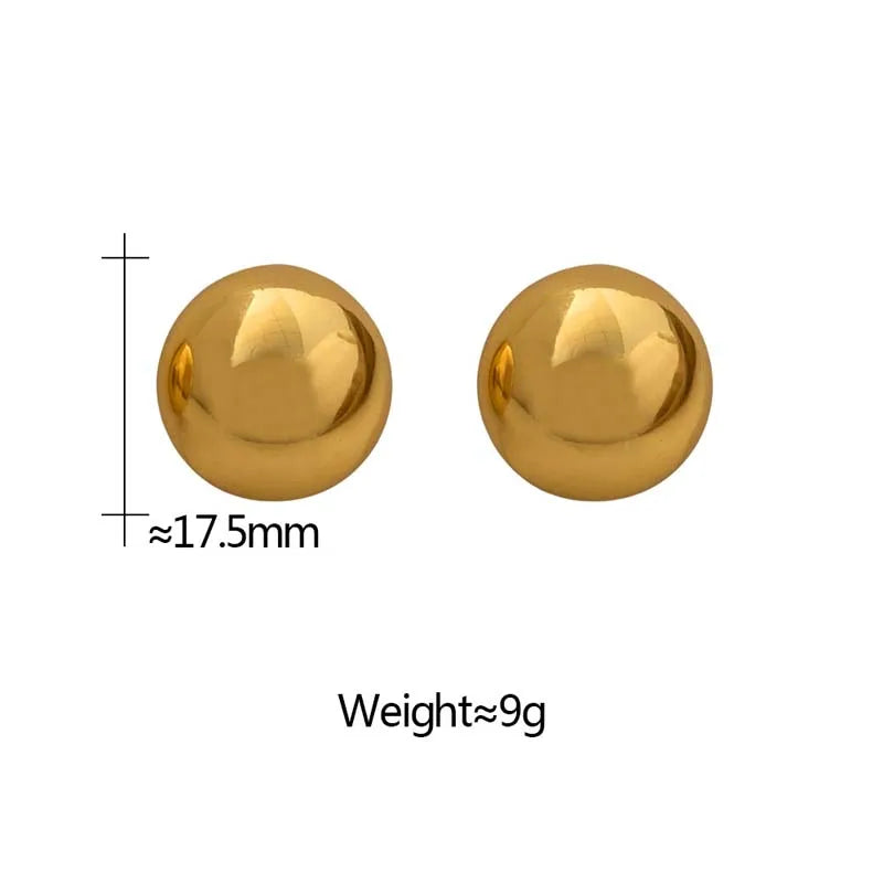 Punk Metal Big Ball Stud Earrings - Semicircle Geometric 2025 Fashion