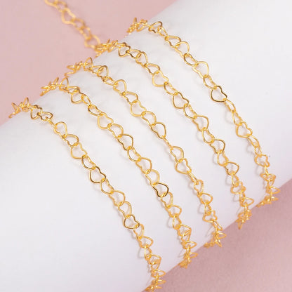 5Meters 1Meter 3mm Necklace Love Heart Chain Silver Gold Copper Link Chains Bracelet for Jewelry Making DIY Components Handmade