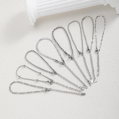 Stainless Steel Link Chain Bracelet | Silver Stackable Layered Set | USA
