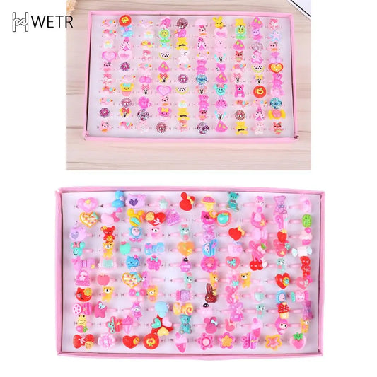 10 Pcs Kids Rings Set for Girls | Cute Colorful Resin Rings | Party Favors | Ships USA & Australia