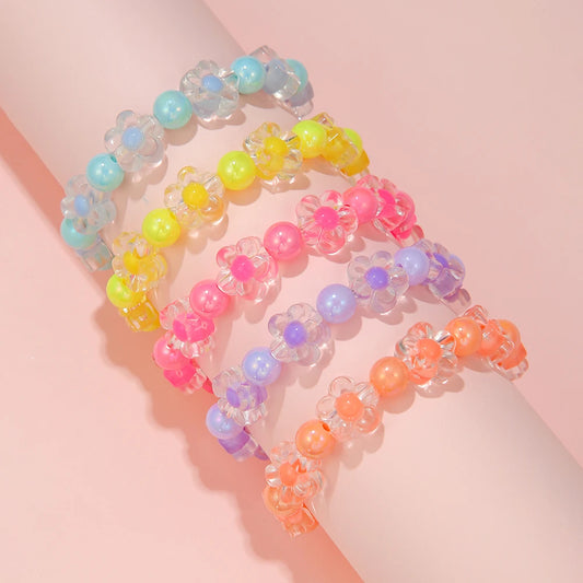 5 Pcs Colorful Flower Bracelet Set | Girls Friendship Bangle Jewelry | USA