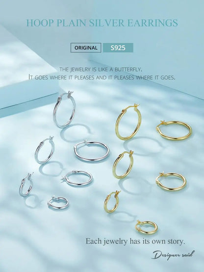 Classic Sterling Silver Hoop Earrings - Bold Hypoallergenic Hoops