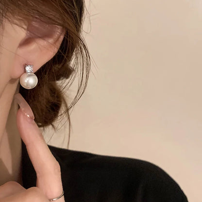 Classic Pearl Pendant Stud Earrings - Elegant Drop Earrings for Women