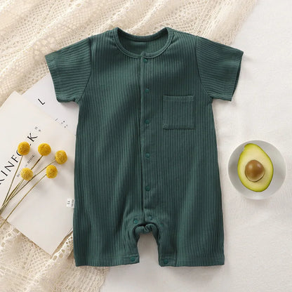 Organic Cotton Baby Romper - Unisex Short Sleeve Summer Bodysuit