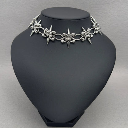 Handmade Punk Rock Spike Cross Choker | Double Layer Chain | Women Men |  Worldwide Shipping