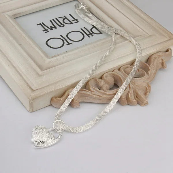 Silver Color Plated Gorgeous Charm Fashion Charm Heart Wedding Lady Love Necklace Noble Luxury 18 Inches Silver Jewelry
