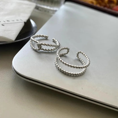 Sterling Silver Flower Bow Ring - Love Combination Adjustable Design
