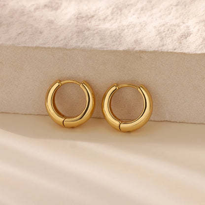 Classic Gold Hoop Earrings - Chunky Stainless Steel Minimalist