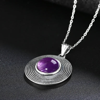 Silver 10MM Amethyst Pendant Necklace | Handmade Gemstone Charm | USA Australia