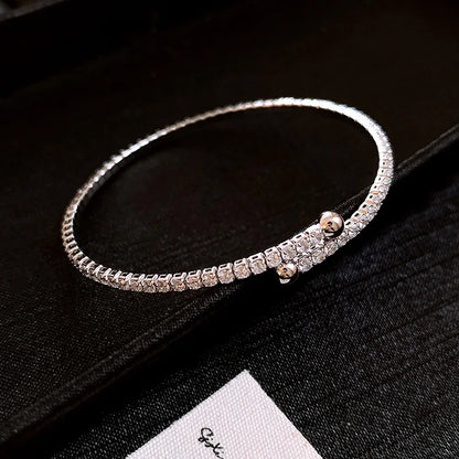 Full Zircon Cuff Bracelet | Gold Plated Copper Minimalist Bangle | USA Australia