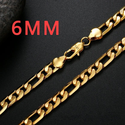 925 Sterling silver 18K gold Necklace 6MM sideways chain Nice noble for Men Women fashion Jewelrys Wedding party