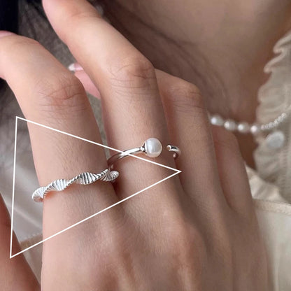 Sterling Silver Flower Bow Ring - Love Combination Adjustable Design