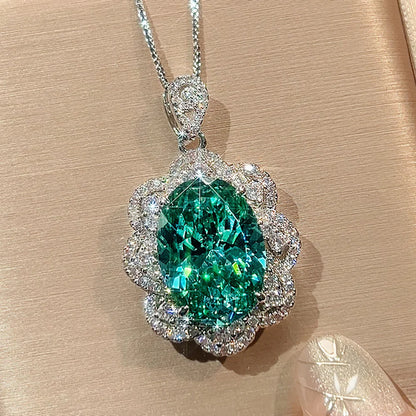 Sparkling Green Tourmaline Pendant Necklace Earrings Ring for Women Gemstone Cocktail Party Fine Jewelry Sets Anniversary Gift