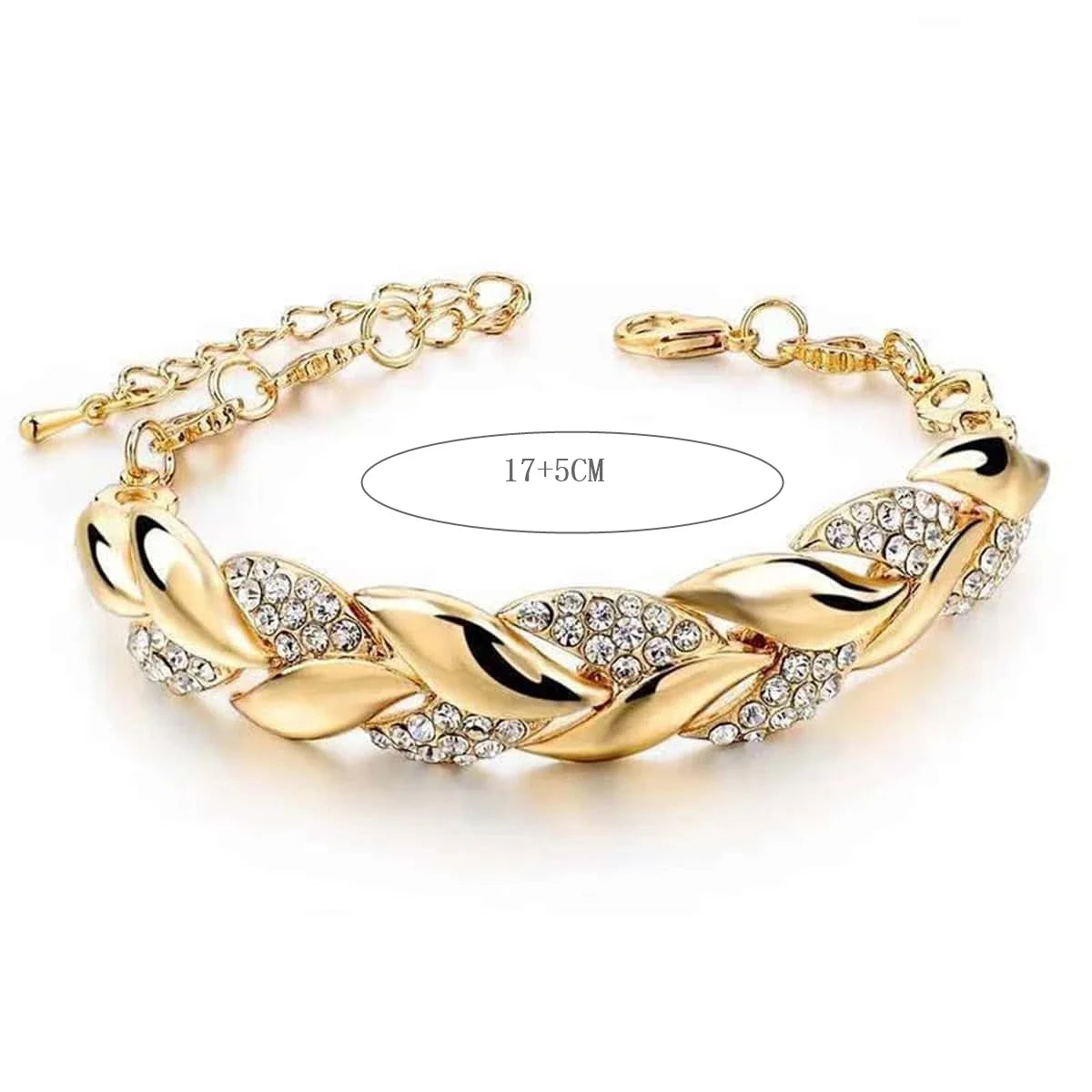 Hip Hop Leaf Bracelet | Gold Crystal Stone Pendant Adjustable Chain | USA