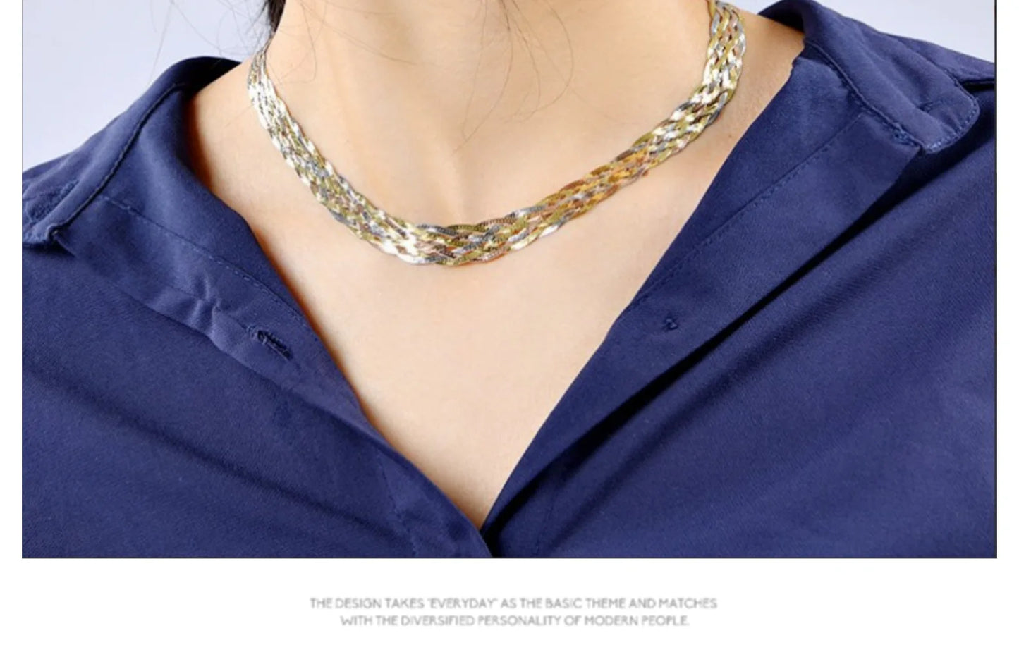S925 Silver Necklace for Women Italian Craftsmanship Tri Color Silver Six Thread Woven Pure Collarbone Chain Fashion Jewelry