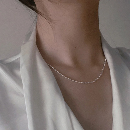 925 Sterling Silver Geometric Beads Necklace | Delicate Choker | USA Australia