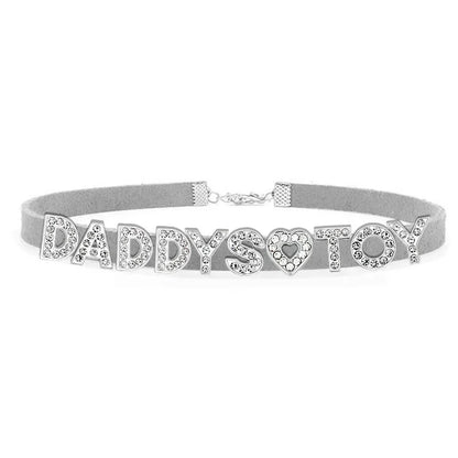 Fashion Rhinestone Letter DADDYS TOY Choker Necklace for Women Girls Korean Leather Collar Custom Personalized Sexy Neck Jewelry