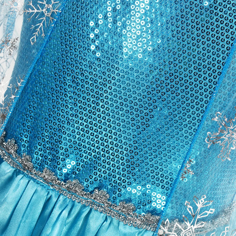 Girls Snow Queen Elsa Costume | Frozen Princess Dress 2025 | Carnival Party | USA