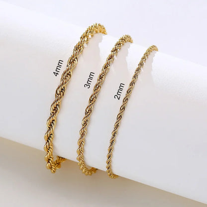 Unisex Rope Chain Bracelet | Stainless Steel Twisted Links | Women Men | USA