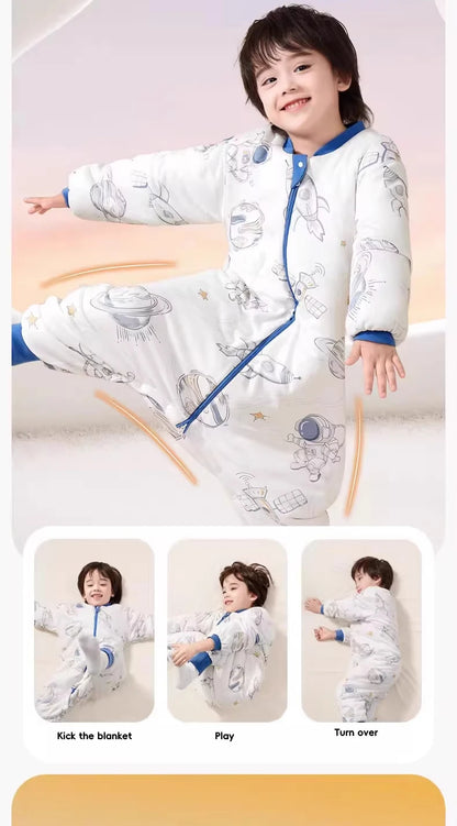 AIBEDILA Kids Onesie Boys Girls Long Sleeve Bamboo Cotton Pajamas Children Winter Cartoon Pyjama Baby Sleepwear Sleeping Bag