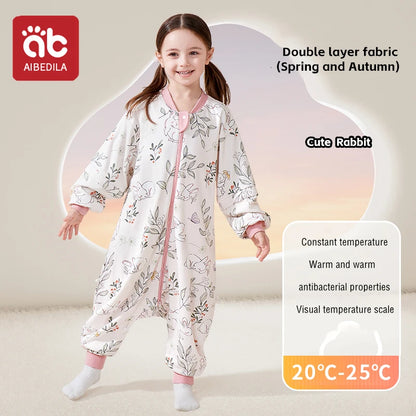 AIBEDILA Kids Onesie Boys Girls Long Sleeve Bamboo Cotton Pajamas Children Winter Cartoon Pyjama Baby Sleepwear Sleeping Bag