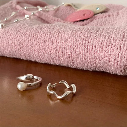 Sterling Silver Flower Bow Ring - Love Combination Adjustable Design