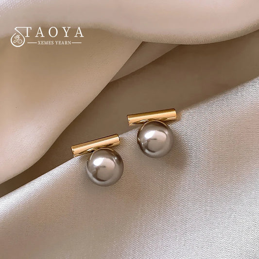 French Minimalist Grey Pearl Pendant Earrings - 2025 Fashion Jewelry