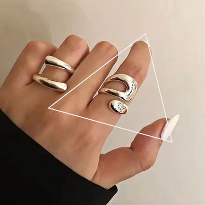 Sterling Silver Flower Bow Ring - Love Combination Adjustable Design