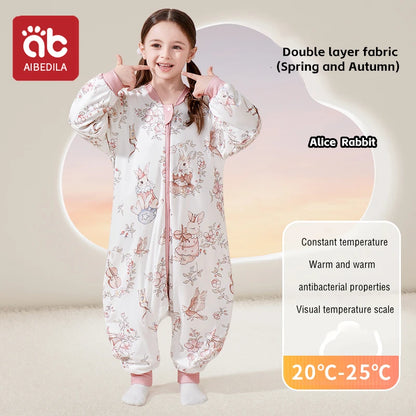 AIBEDILA Kids Onesie Boys Girls Long Sleeve Bamboo Cotton Pajamas Children Winter Cartoon Pyjama Baby Sleepwear Sleeping Bag